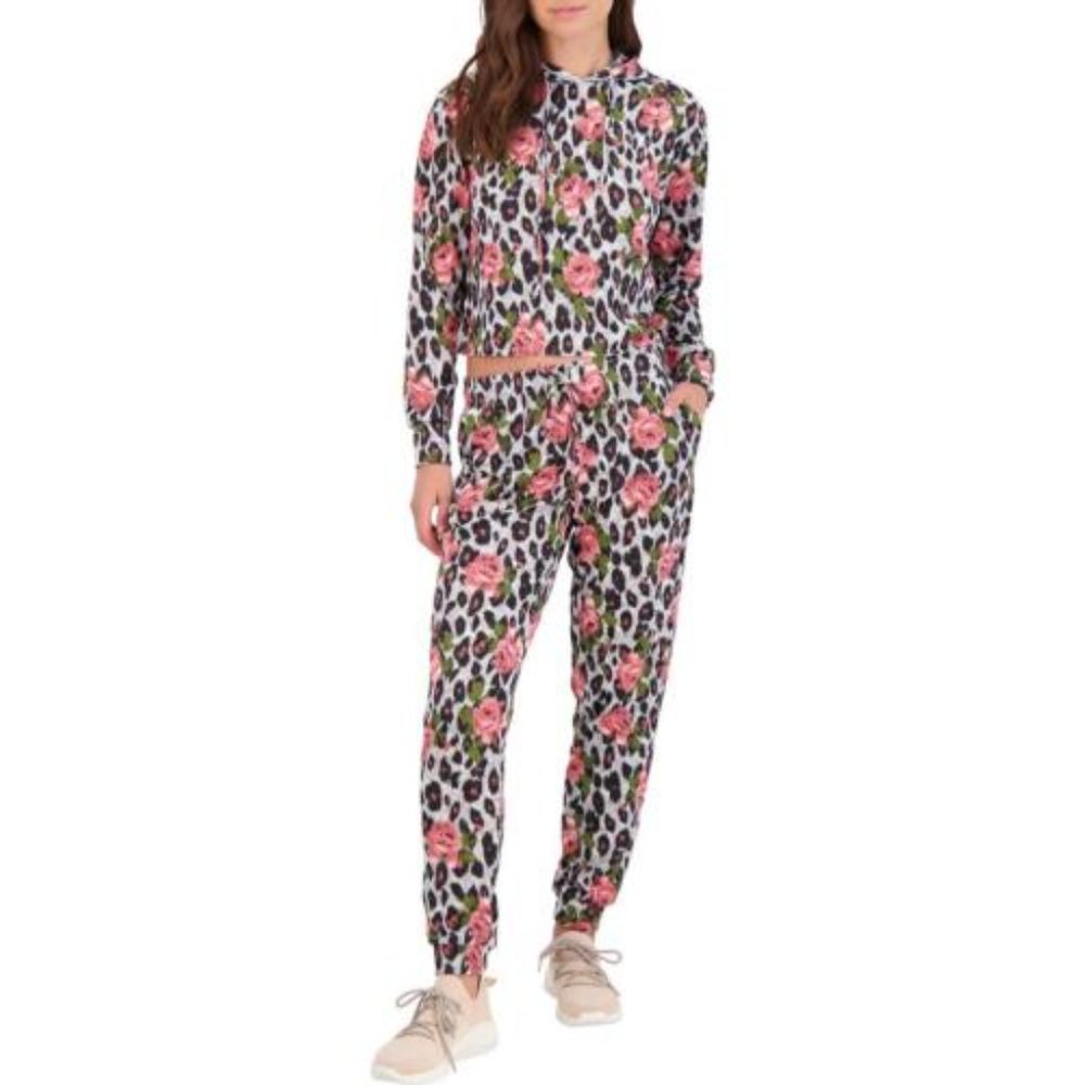 NWT Catherine Malandrino 2 Piece Printed Hoody +Pants Loungewear Set - Large